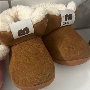 3-pairs: Pink and Brown Kids Boots and White Sandals Set